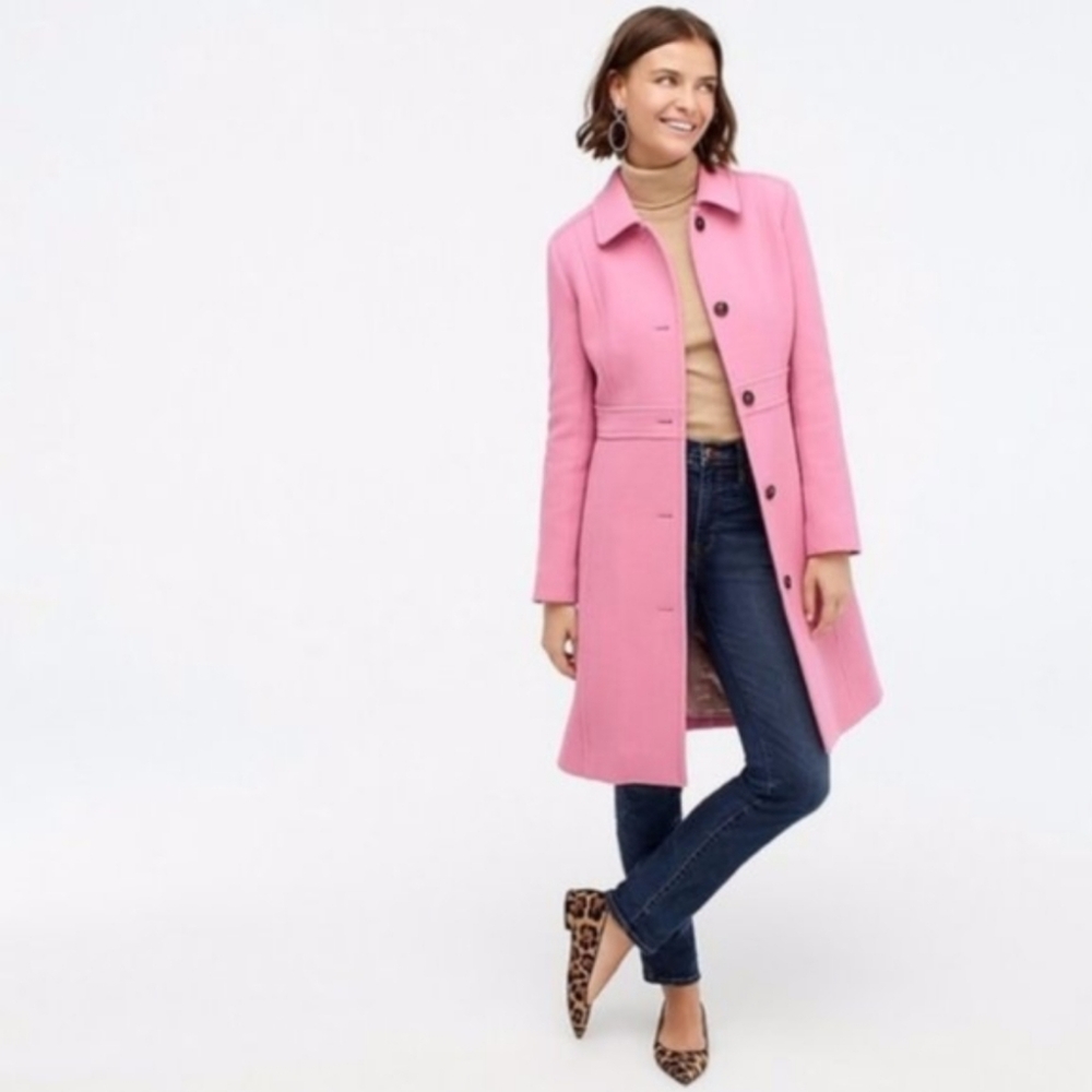 J.Crew classic lady day coat Italian Wool double cloth Bubblegum Pink EUC 2P